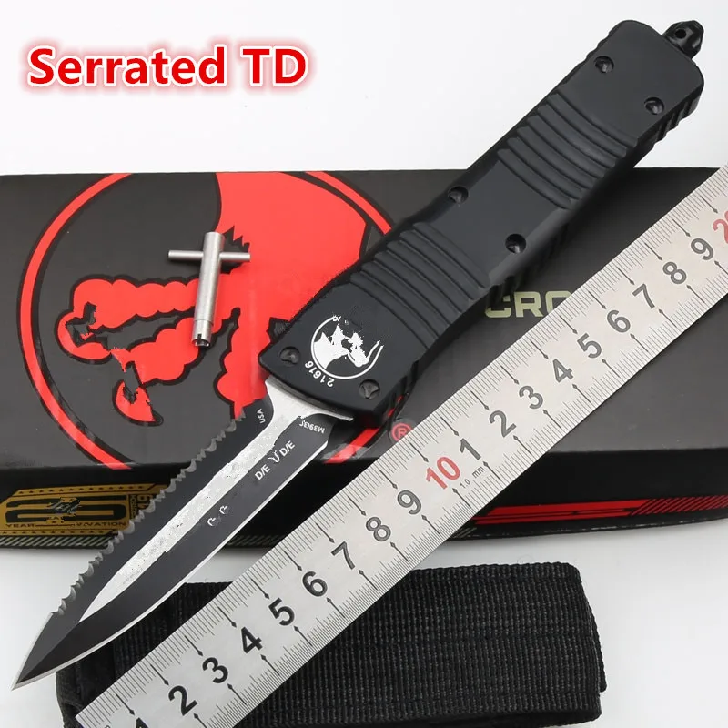 JUFULE New Serrated Combat TD Aluminium Handle Mark M390 Blade Survival EDC Camping Kitchenware Kitchen Tool Key Utility Knife