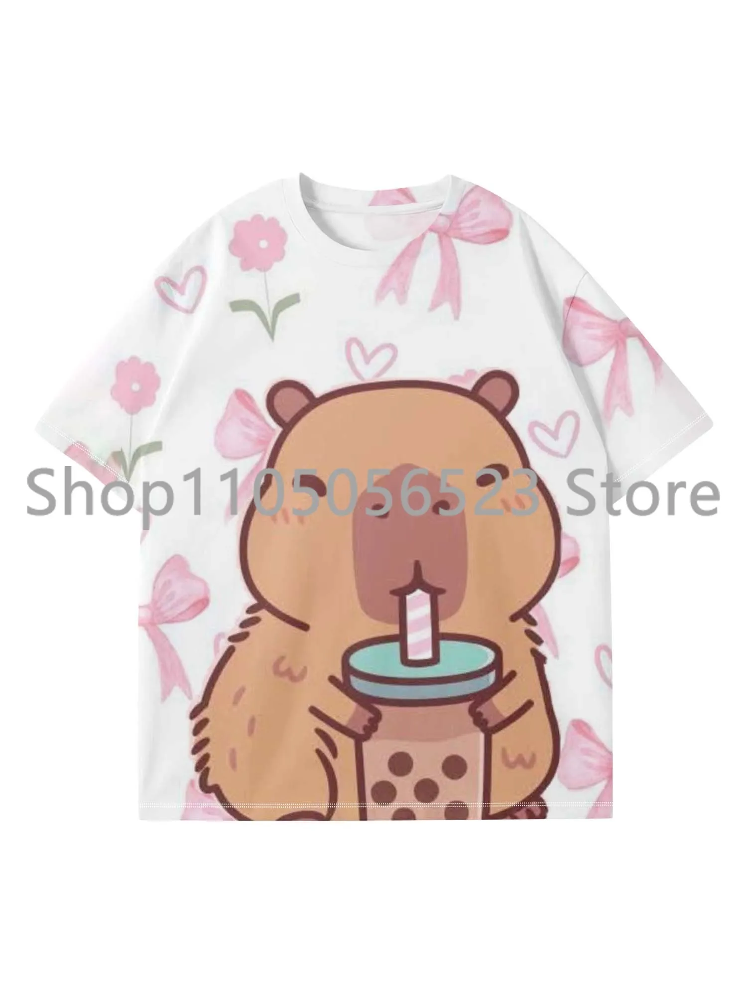 

2025 New Cute Capybara Cartoon T-Shirt Children's Adult's Summer Short Sleeve Casual T-Shirt Sports Shirt Quick Drying Tops Tee