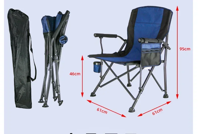 Large Folding Chairs Outdoor Portable Beach Stool Camping Chair Outdoor Furniture Beach Chair Solid Iron Recliner Stool Foldable