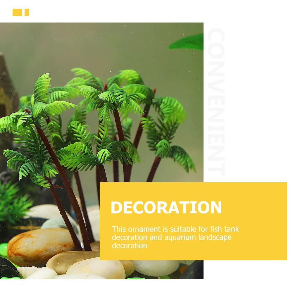 

10pcs Simulation Coconut Tree Decor Plastic Aquarium Decor For Fish Tank Landscape Artificial Tree Trees Aquarium Supply