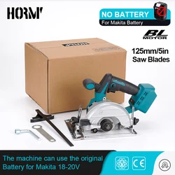 Hormy 125mm Brushless Rechargeable Circular Saw1000W Woodworking Garden Cutting Machine Compatible For Makita18V Lithium Battery