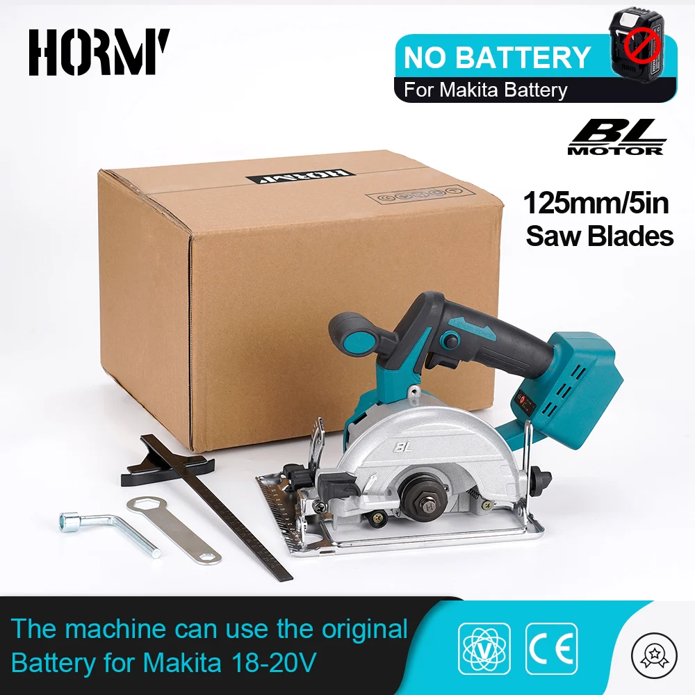 Hormy 125mm Brushless Rechargeable Circular Saw1000W Woodworking Garden Cutting Machine Compatible For Makita18V Lithium Battery 