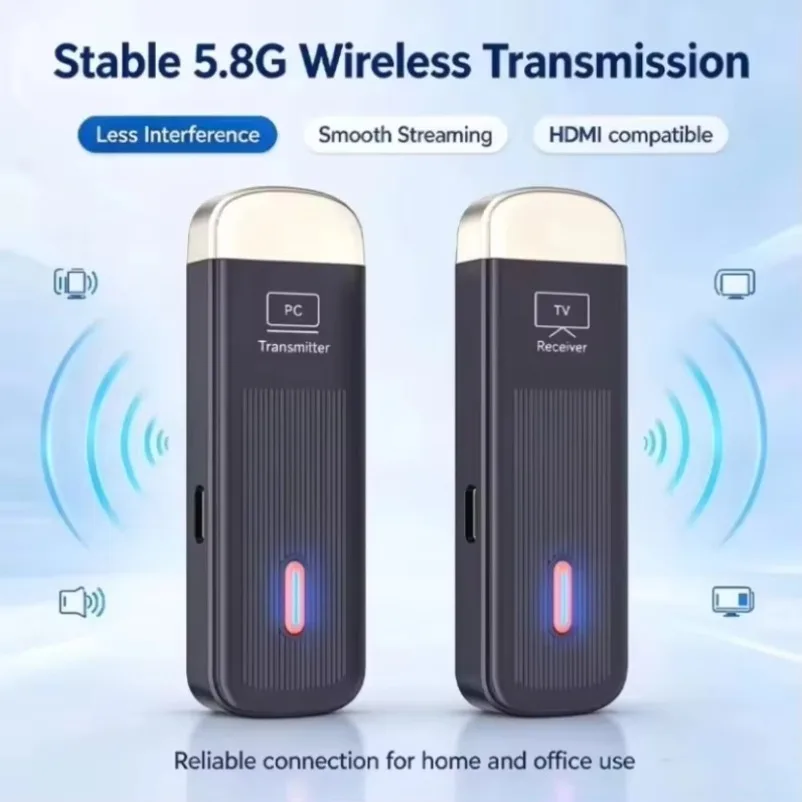 5.8G 50M Wireless HDMI-Compatible Video Audio Transmitter Receiver 1080P Extender TV Stick Display Dongle For Monitor TV Box