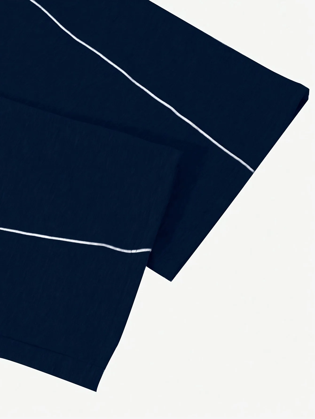 Einteilige Jogginghose mit weitem Bein für Kinder und Mädchen, marineblau-weiße, lässige Hose mit elastischem Kordelzug an der Taille und doppelten weißen Seitenstreifen, locker geschnitten – Detail 5