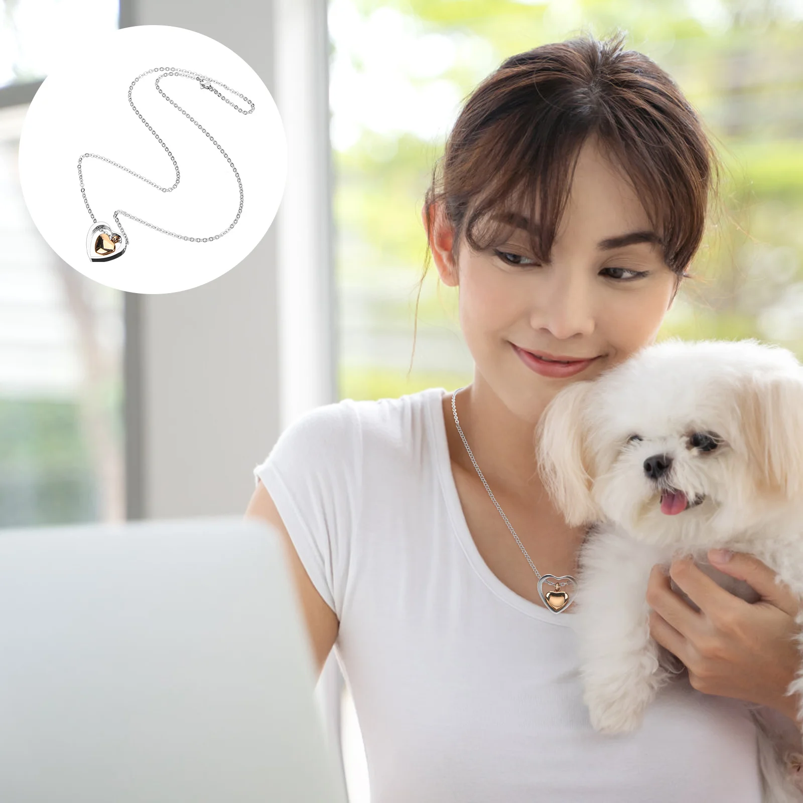 

Urns for Pets Ashes Necklace Heart Pendant Memorial Jewelry in Polished Titanium Steel Cremation Keepsake for Loved One