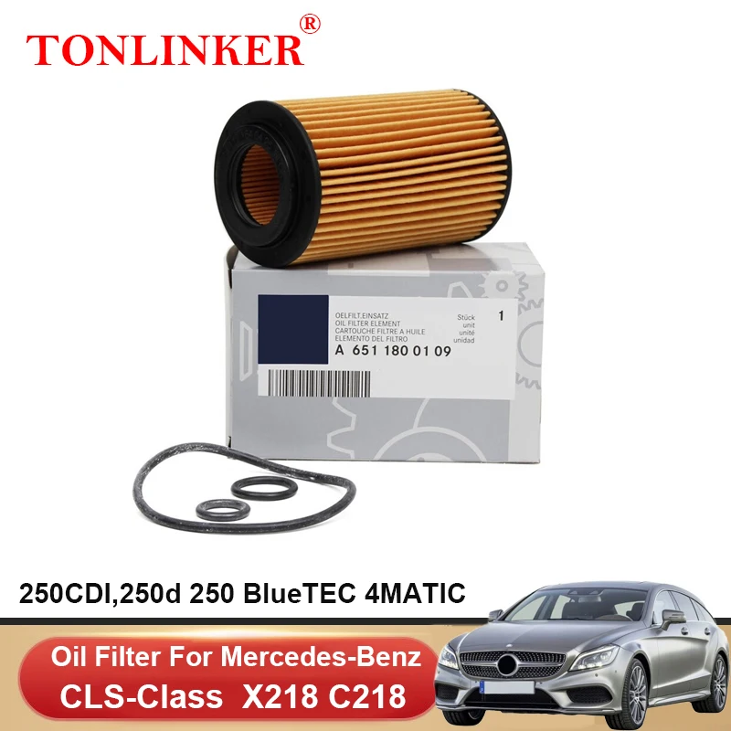 TONLINKER Oil Filter A6511800109 For Mercedes Benz CLS Class C218 X218 2014-2017 250CDI 250d 250 BlueTEC 4MATIC Car Accessories