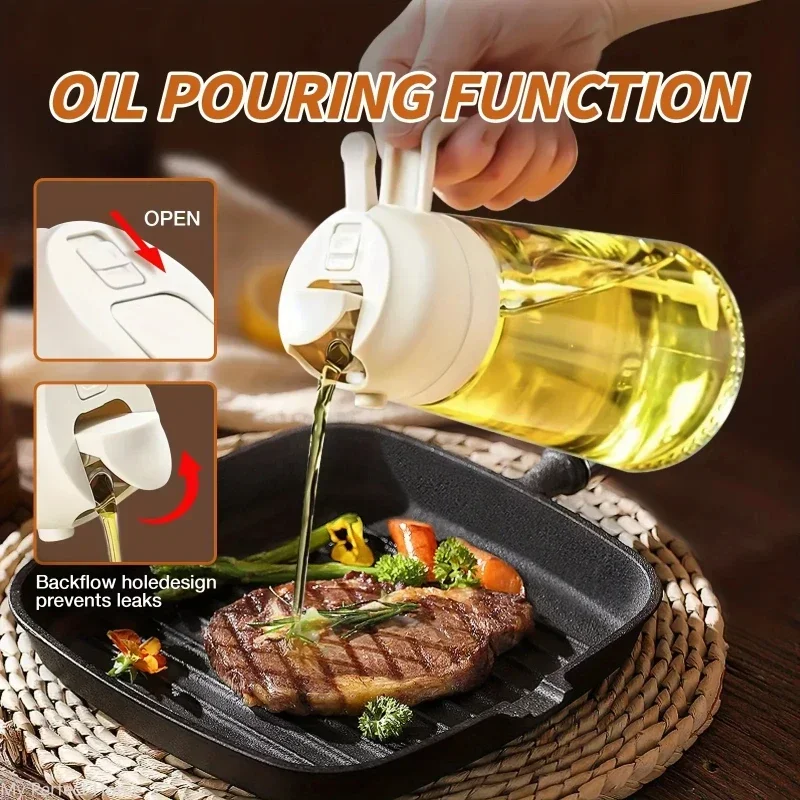 2in1 Plastic Spray Oil Sprayer Bottle Spray Oil Dispenser Oil Jar Cruet BBQ Kitchen Baking Roasting Picnic Kitchen Tool