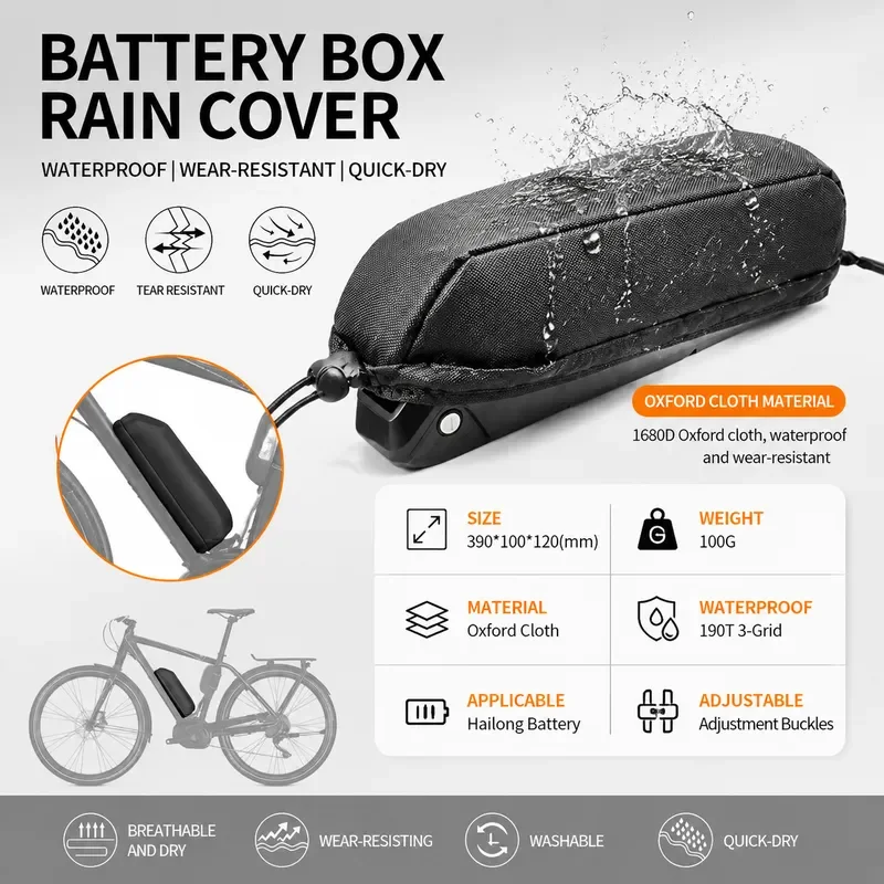 Ebike Battery Cover, Waterproof Dustproof Ebike Battery Protective Cover for Hailong EBike Lithium Battery Protection Cover