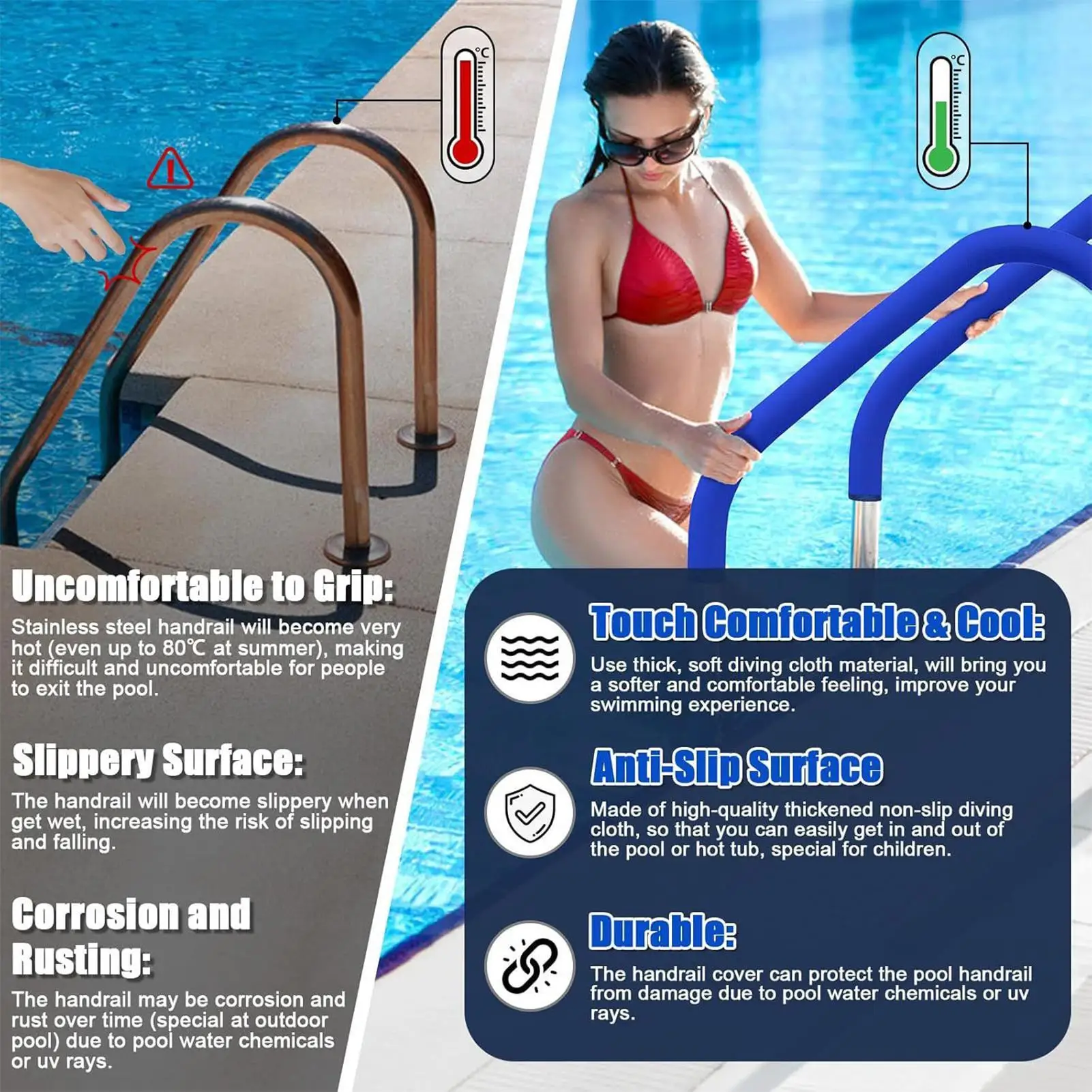 

Чехлы на ручки бассейна, противоскользящие защитные перила, нескользящая защита, рукав для лестницы, усилитель безопасности