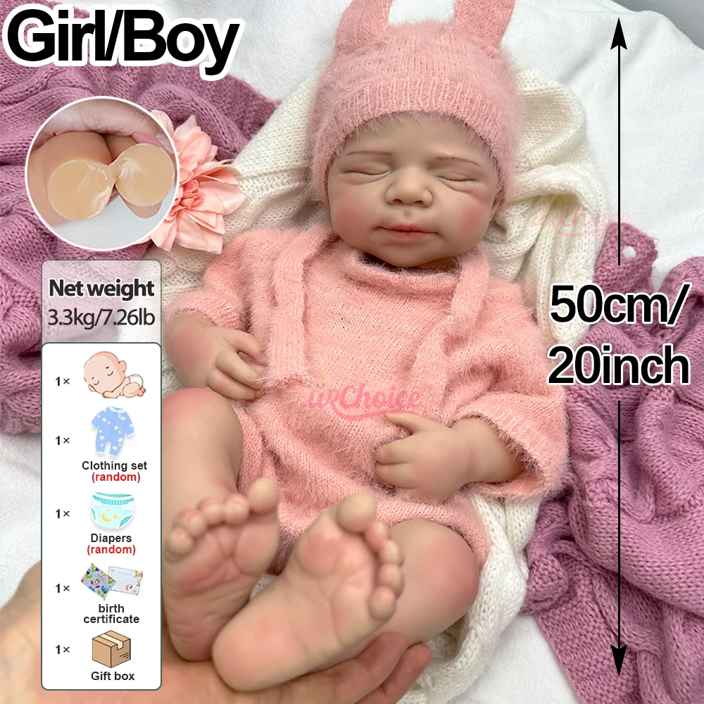 50 cm offene Mund Neugeborenen Silikon Reborn Baby Puppe Pascale bemalt/unlackiert lebensechte Reborn Baby Mädchen/Junge Künstler Sammler Geschenk