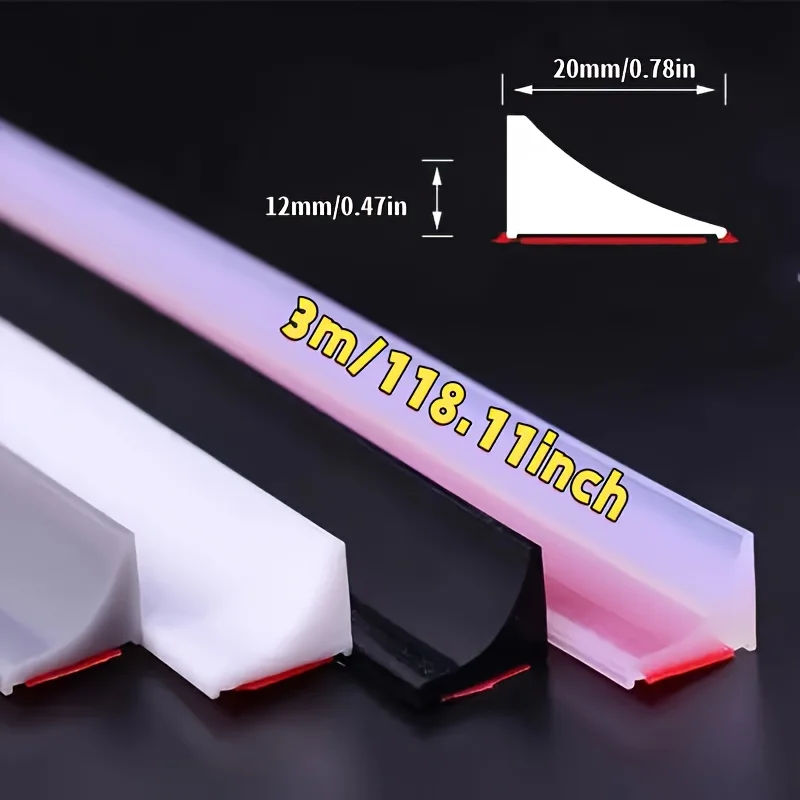 1PC 1M/3M Kitchen Threshold Water Dam Self Adhesive Silicone Barrier Bathroom Shower Water Stopper Guard for Dry Wet Separation