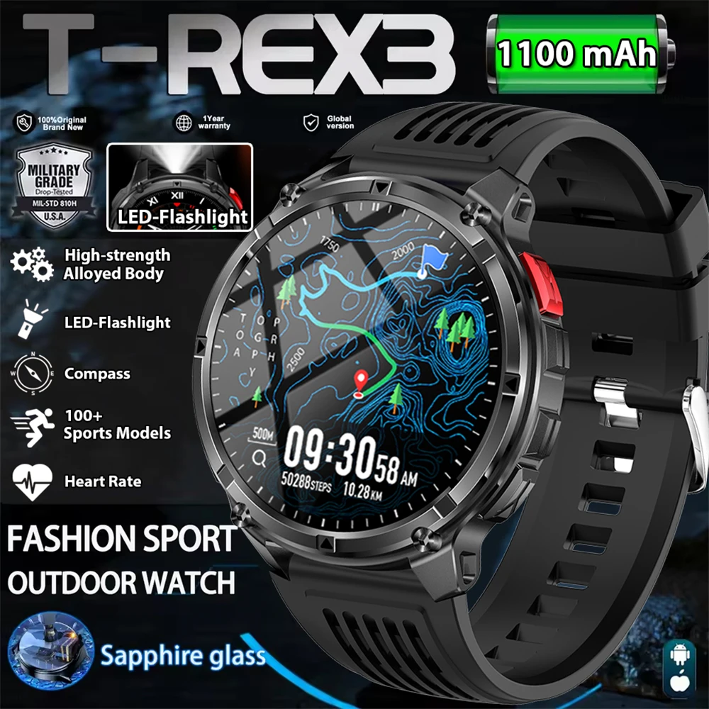 

2025 New Outdoor Sports Smart Watch Men HD Screen 1100mAh Large Battery Long Standby Time Bluetooth Call Sports Watch Waterproof