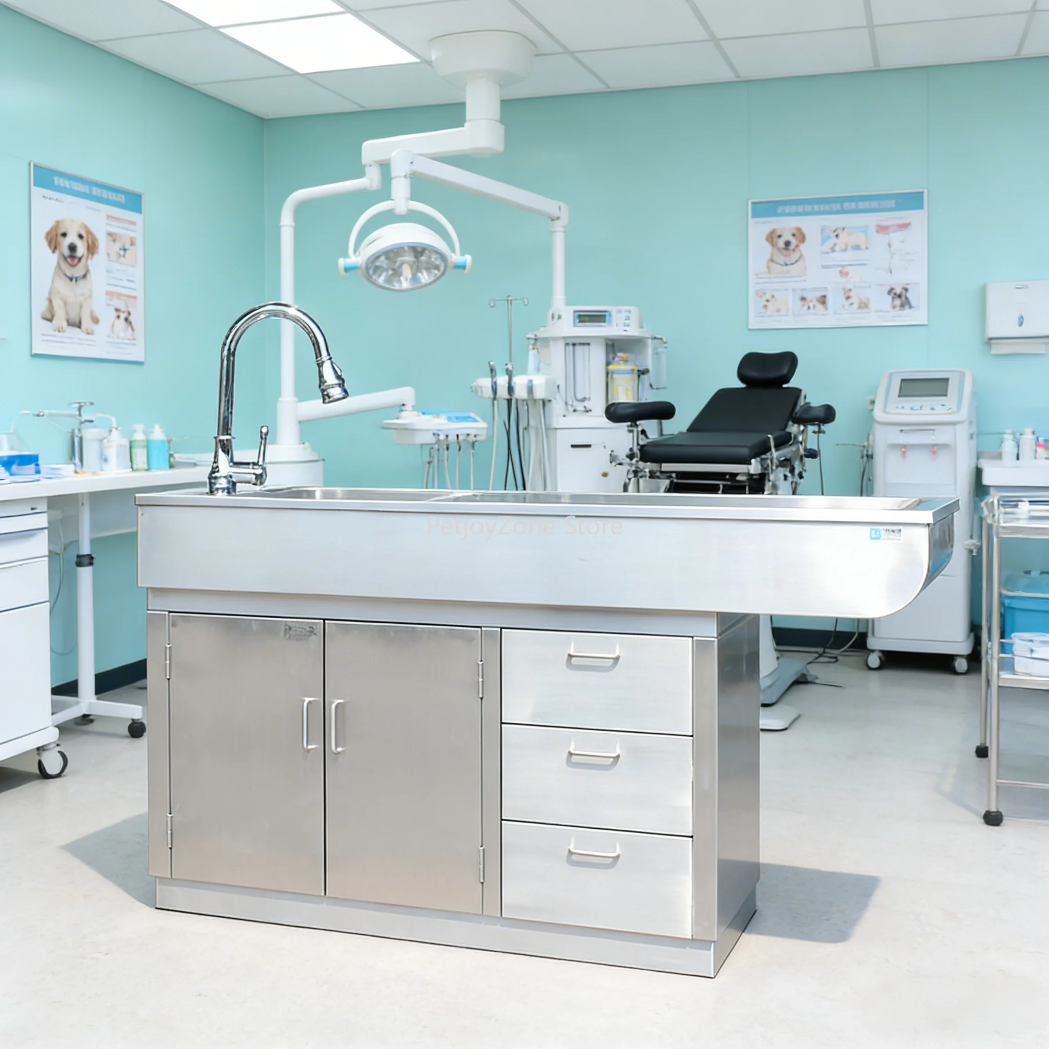 

MT MEDICAL Multi-functional Veterinary Dental Examination Table Stainless Steel Pet Procedure Disposal Table for Animal Clinic