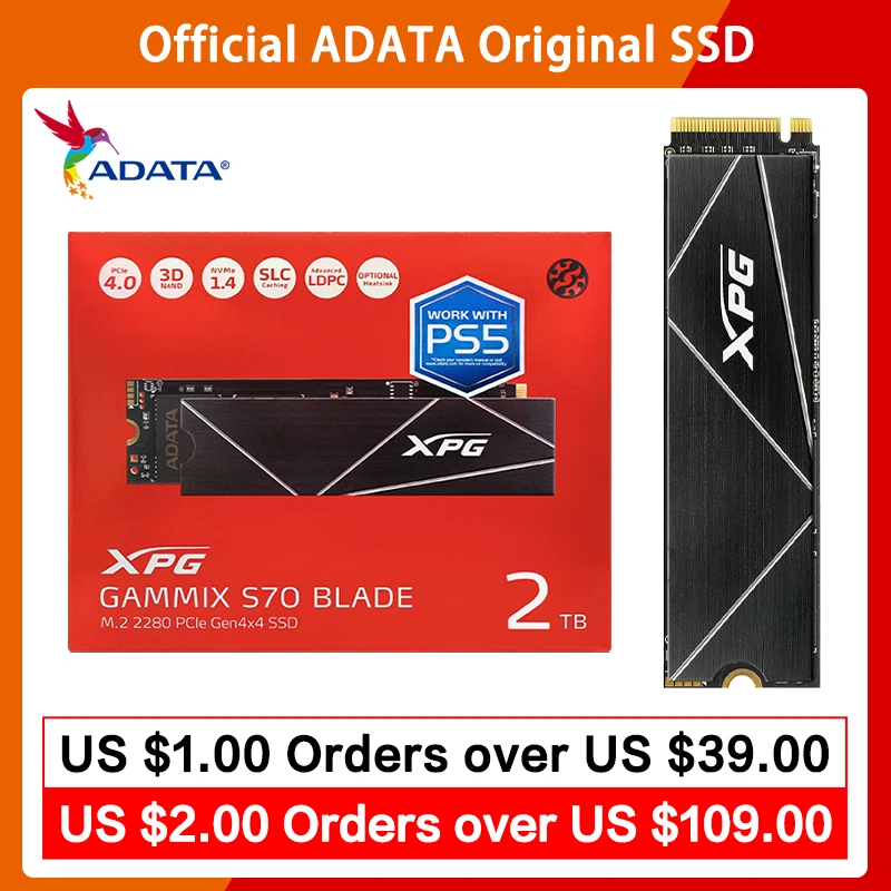 ADATA XPG GAMMIX S70 BLADE SSD PCIe 4x4 NVMe M.2 2280 Solid State Drive 512GB 1TB 2TB 4TB Internal Hard Drive for Desktop Laptop