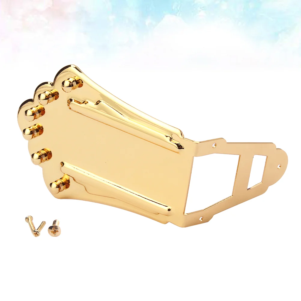 

Electric Bass Guitar Metal Tailpiece Trapezoidal Plate Golden Jazz Archtop Bridge