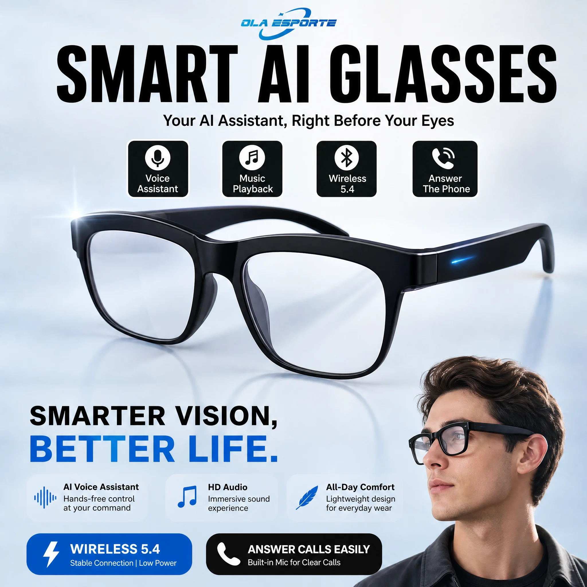 New 2026 Camera AI Smart Glasses Touch Control Photo Recording Translator Voice Assistant Music Wireless Bluetooth Sunglasses