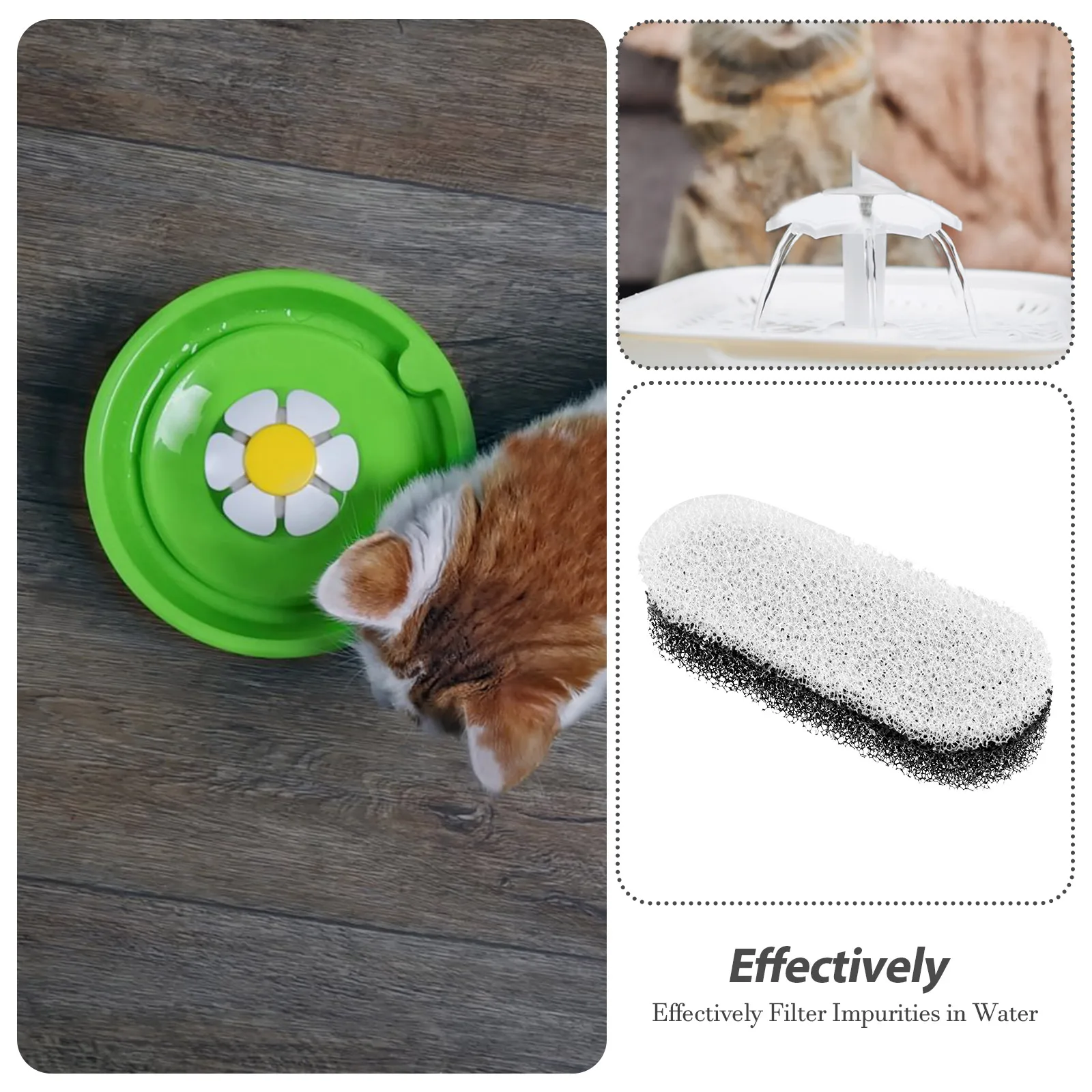 

6pcs Pet Water Fountain Filters Replacement Sponge FT666 Black White Cat Dog Bowl Accessories Clean Water Dispenser