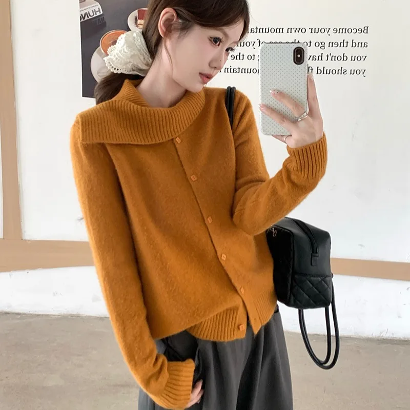 Sl malha coreano sle camisola feminina primavera outono faion design le aberto cardigan longo sve ajuste regular