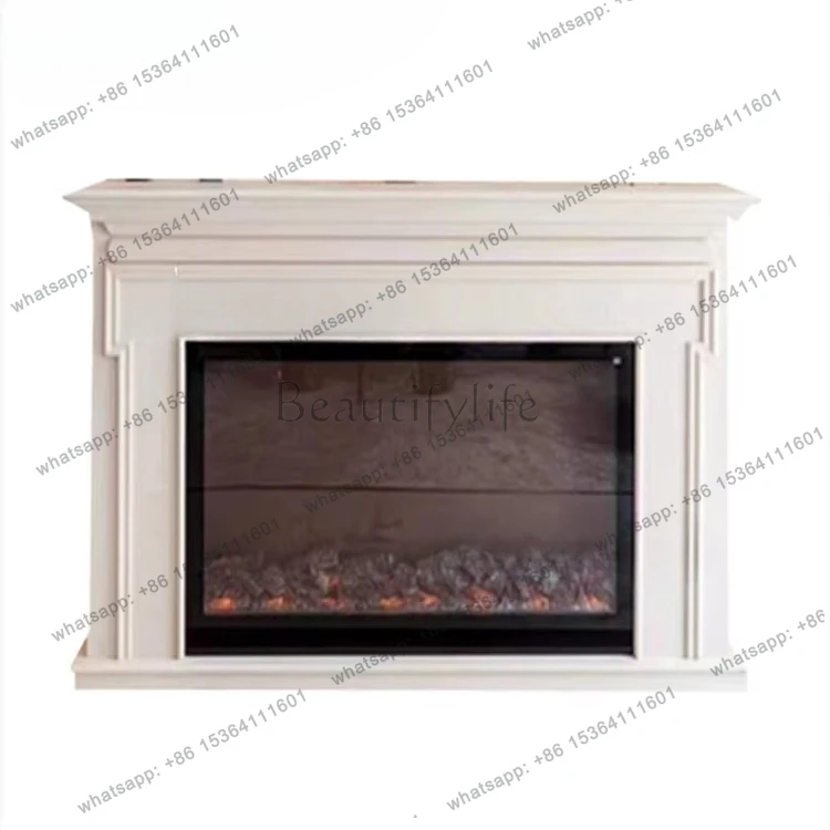 

European light luxury solid wood fireplace decorative cabinet American simple living room household porch cabinet