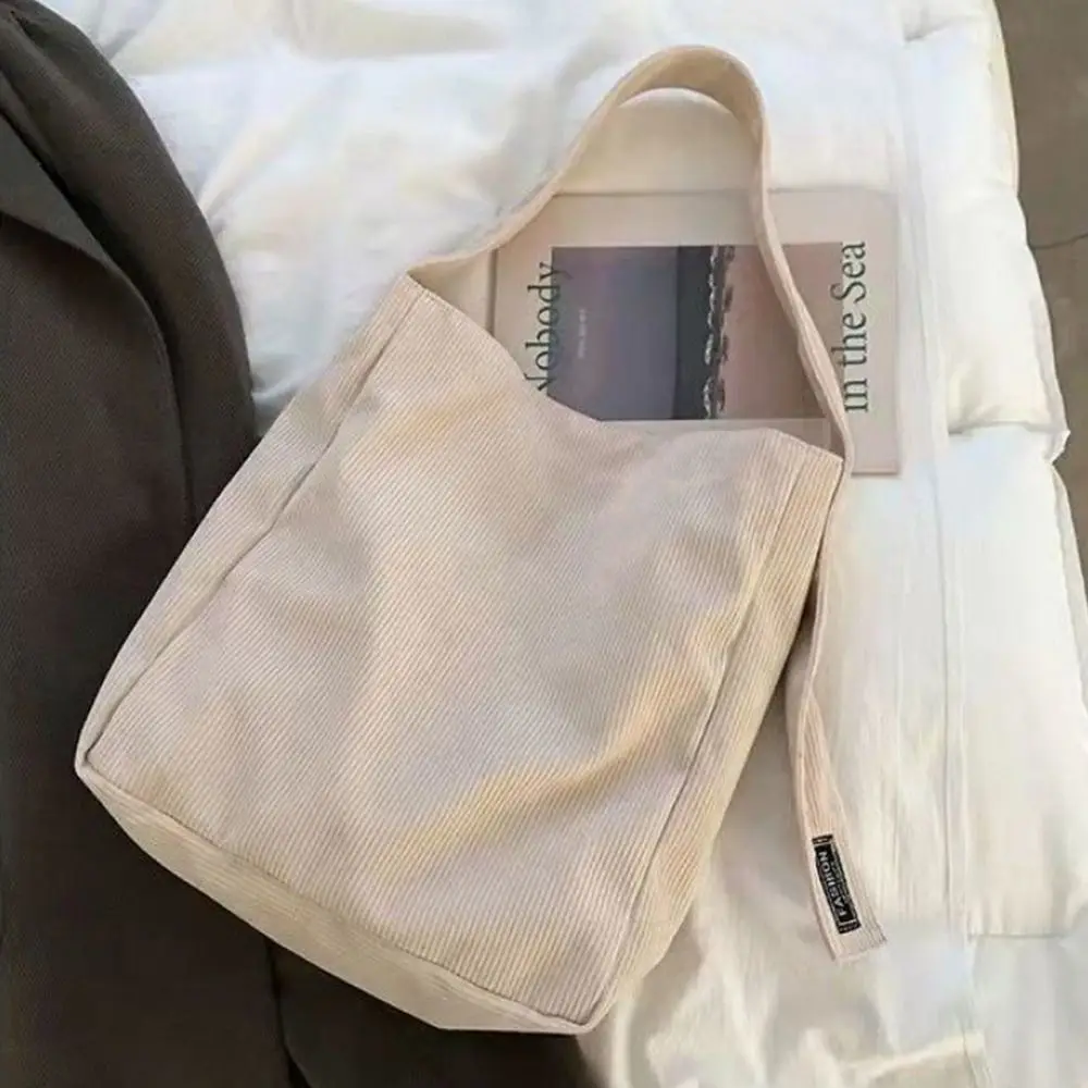 

Вельветовая сумка на плечо большой емкости, сумка из хлопчатобумажной ткани, универсальная сумка через плечо, большая сумка, однотонная сумка на плечо в корейском стиле