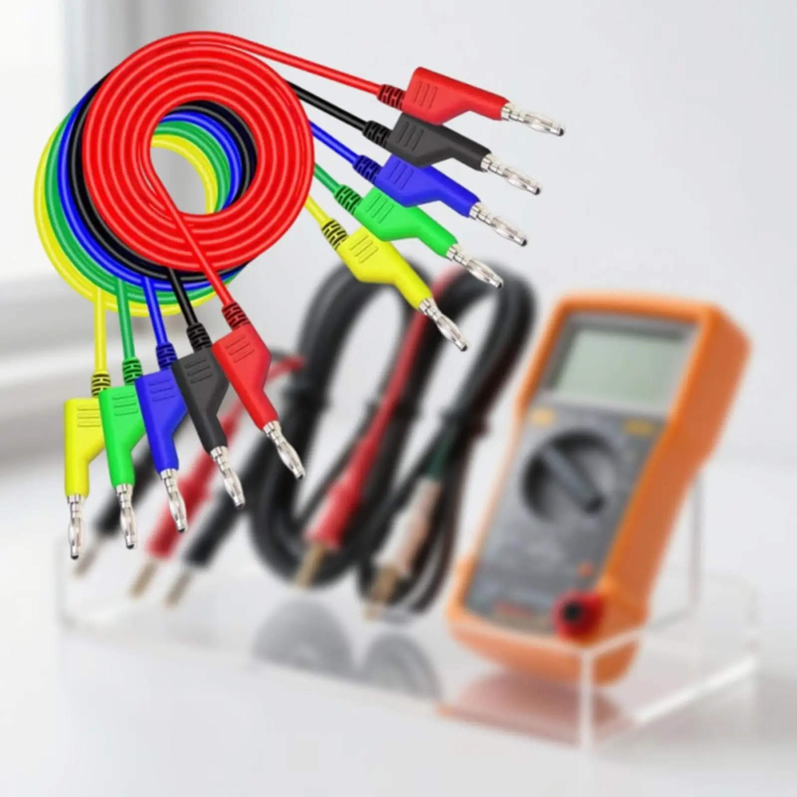 

5x двухсторонних тестовых проводов с разъемами типа «банан», прочные, электрические измерительные провода, гибкие медные кабели типа «банан»