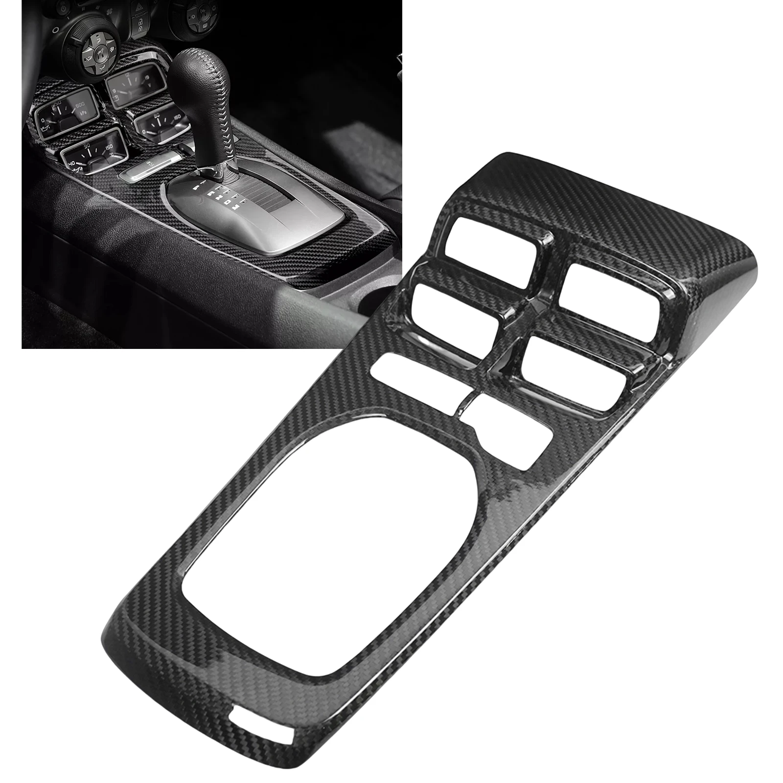 Carbon Fiber Central Control Gear Shift Panel Cover Trim For Chevrolet Camaro 2010 2011 2012 2013 2014 2015