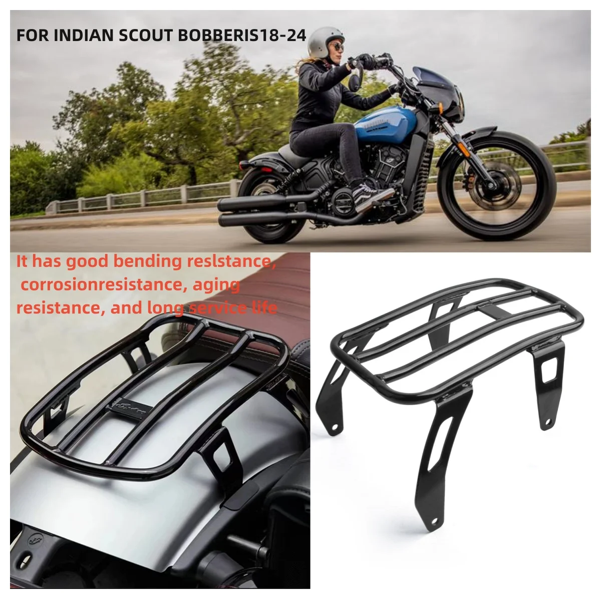 For Indian Scout Bobber 2018-2024 Steel Rear Fender Bolt on Solo Luggage Rack Motorcycle Accessories Bobber Silver Black Panical