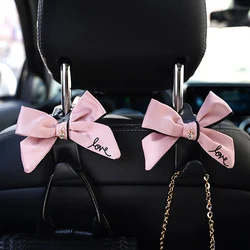 2 Pack Cute Diamond Bowknot Car Seat Headrest Hook Hanger Storage Organizer Universal for Handbag Purse Coat Accessories S Type