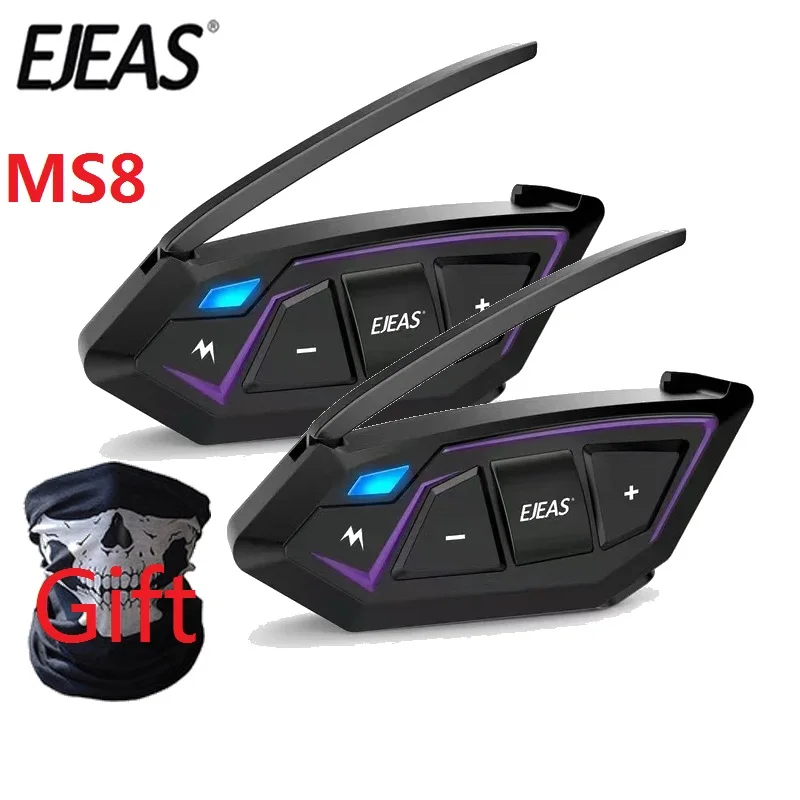 

EJEAS MS8 Motorcycle Helmet Bluetooth Headset 8 Rider Talk At The Same Time MESH Interphone CVC Noise Reduction Communicator