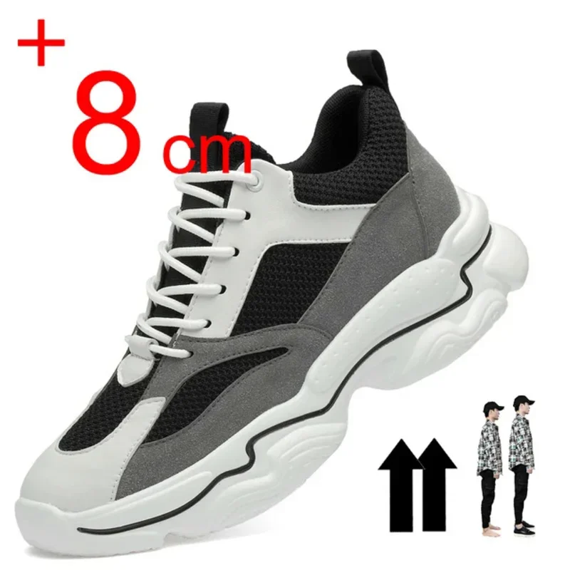 

Men casual sneakers elevator shoes fashion breathable 10cm 8cm height increased shoes for man hidden heels sport lift taller JIT