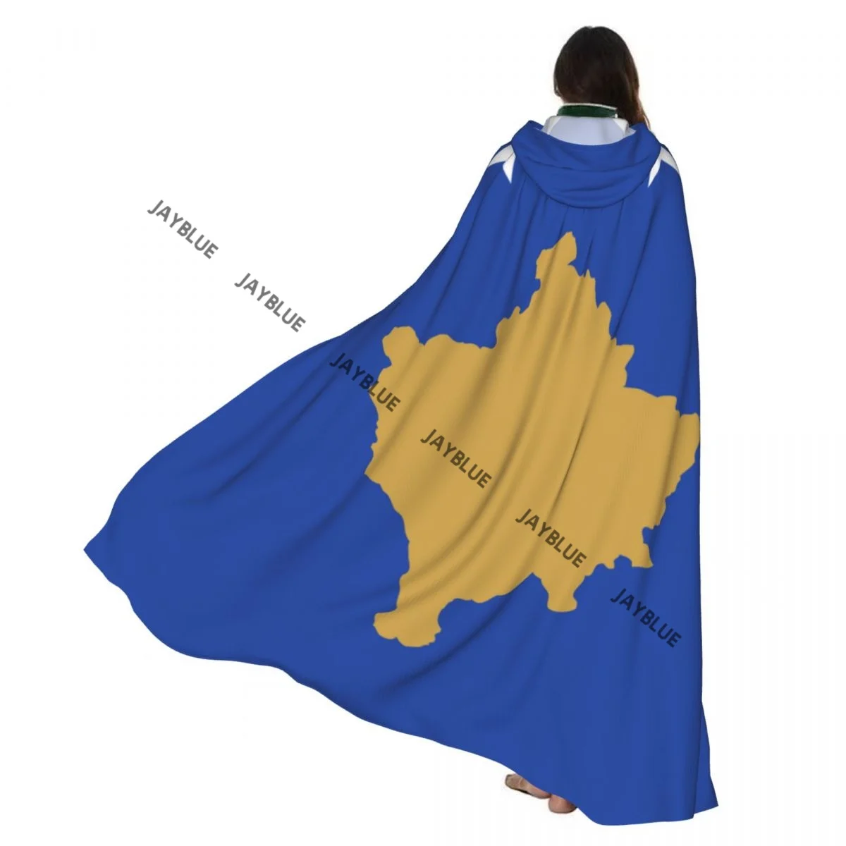 

Long Cape Cloak Flag Of Kosovo Hooded Cloak Coat Autumn Hoodies