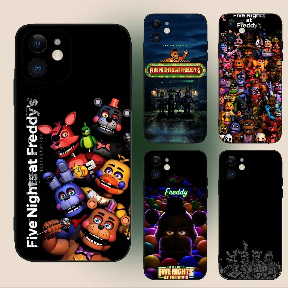 FNAF F-Five N-Nights at-Freddys Phone Case For iPhone 15,14,13,12,11,Plus,Pro Max,XS,X,XR,SE,Mini,8,7 Soft Silicone Black Cover