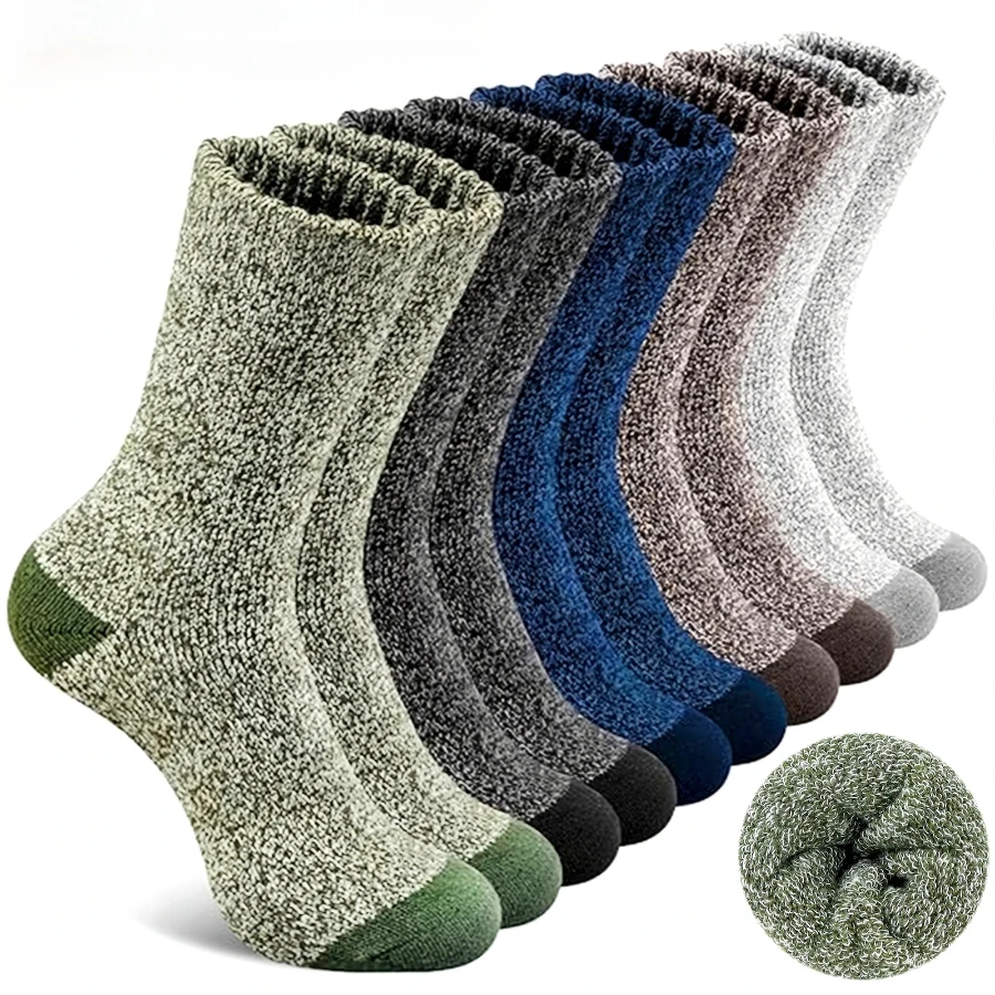 5 أزواج من الجوارب الأنبوبية السميكة والدافئة للرجال والنساء، قفل منسوج عالي الكثافة ومقاوم للرياح، هدية عيد الميلاد
