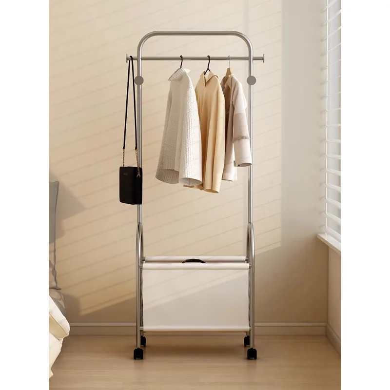 Bedroom coat rack, floor standing French style clothes rack, movable with wheels, overnight clothes storage, secondary