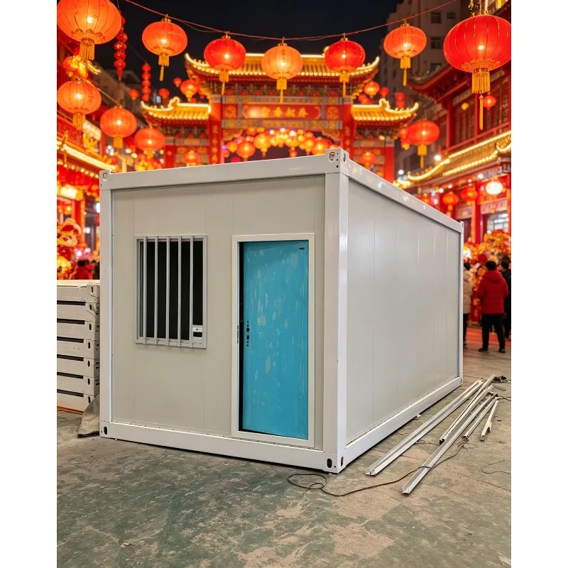 

Luxury Prefab Folding Container Home with Canopy Construction Site Garden Portable Single Room Structure Container House Units