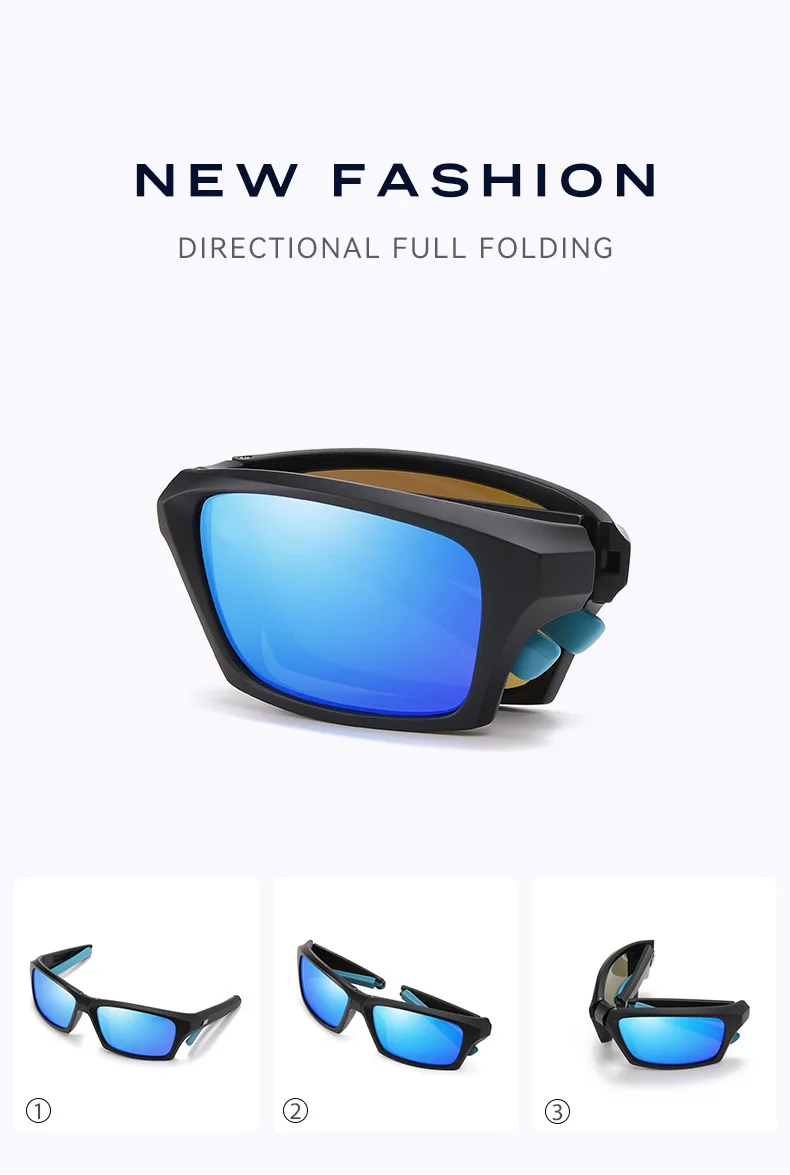 Neue Mode Polarisierte Sonnenbrille Männer Falten Quadrat Sonnenbrille Für Frauen Vintage Tragbare Falten Fahren Brillen Shades UV400 – Detail 2