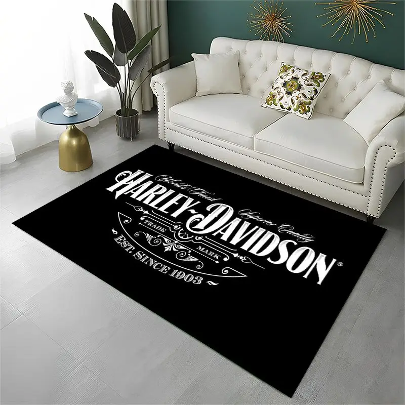 Retro H-Harleys Racing Moto Non-Slip Area Rug for Living Room,Bedroom,Playroom,Soft Carpet Floor Mat Home Decor Rug Kids Room view 3