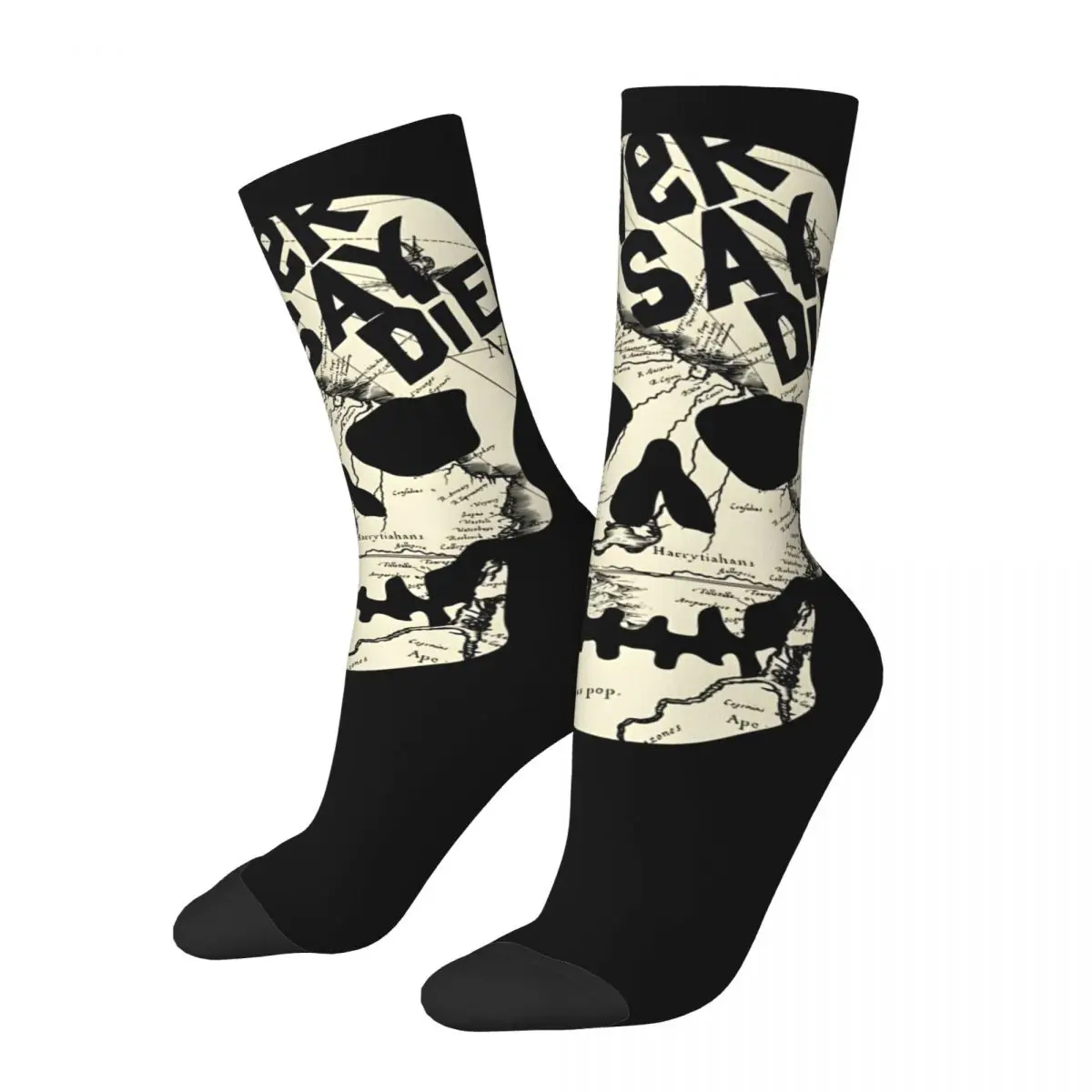 Vintage Adorable Men's compression Socks Unisex Goonies never say die Harajuku Seamless Printed Novelty Crew Sock