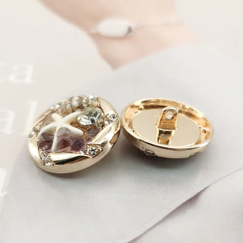 6 Stück 25mm Metallknöpfe für Kleidung Gold Luxus-Accessoires DIY Nähknöpfe Damenmantel Mode Strass-Verziert – Detail 5