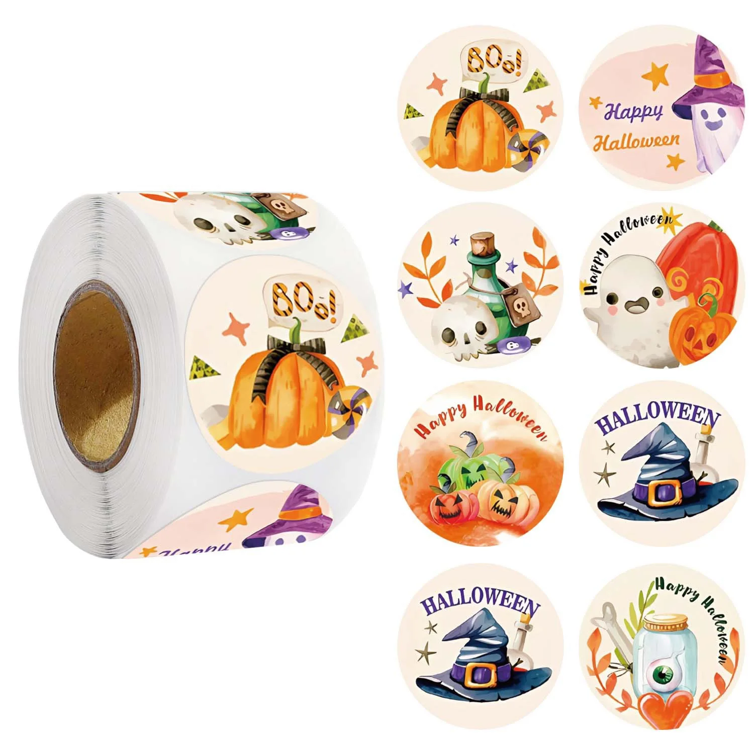 2025 New Trend Happy Halloween Pumpkin Stickers for Handmade Candy Jar Sealing Label DIY Gift Wrapping Party Decor Decals