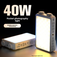 Portable LED Video Light 40W RGB Pocket-Sized Mini Portable Light Temperature Control Built-in Rechargeable Battery PD Charging