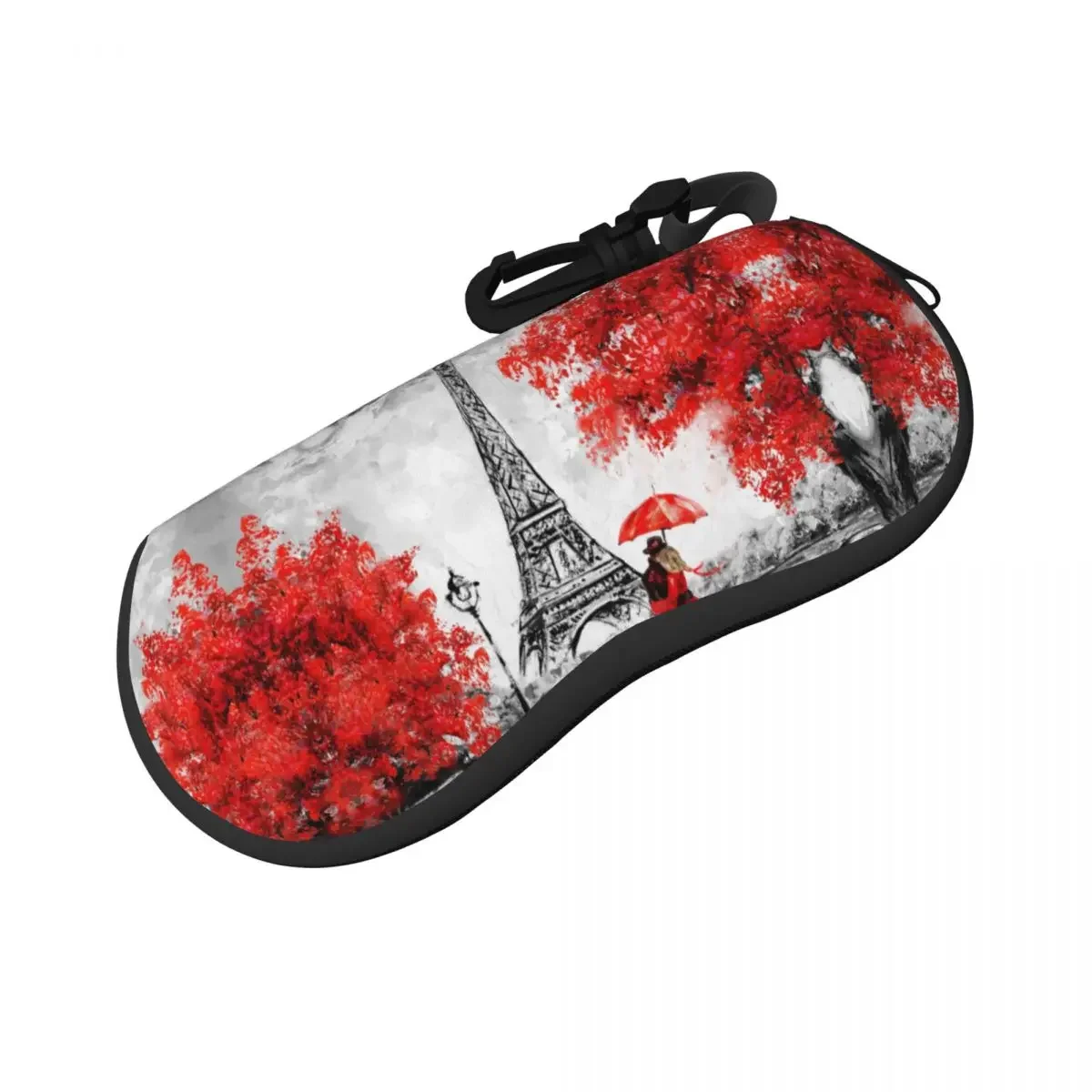 Watercolorful Glasses Case France Eiffel Tower Couple Portable Zipper Glasses Case Unglasses Cover Glasses Case