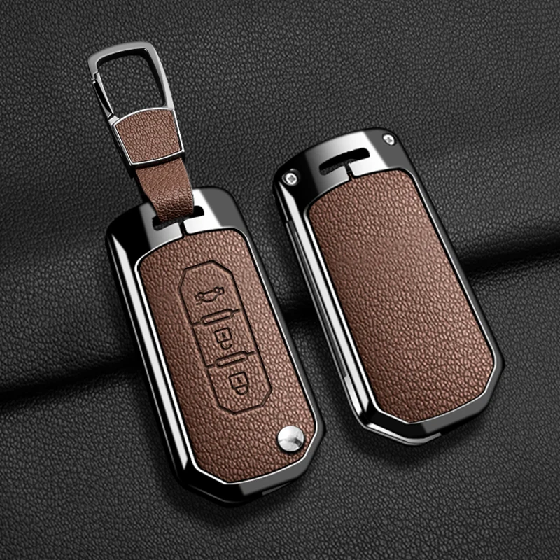 Metall+Leder Autoschlüsselhülle für Ford Territory EV, Schlüsselanhänger-Schutzhülle, Schlüsselkette, Auto-Zubehör – Detail 15