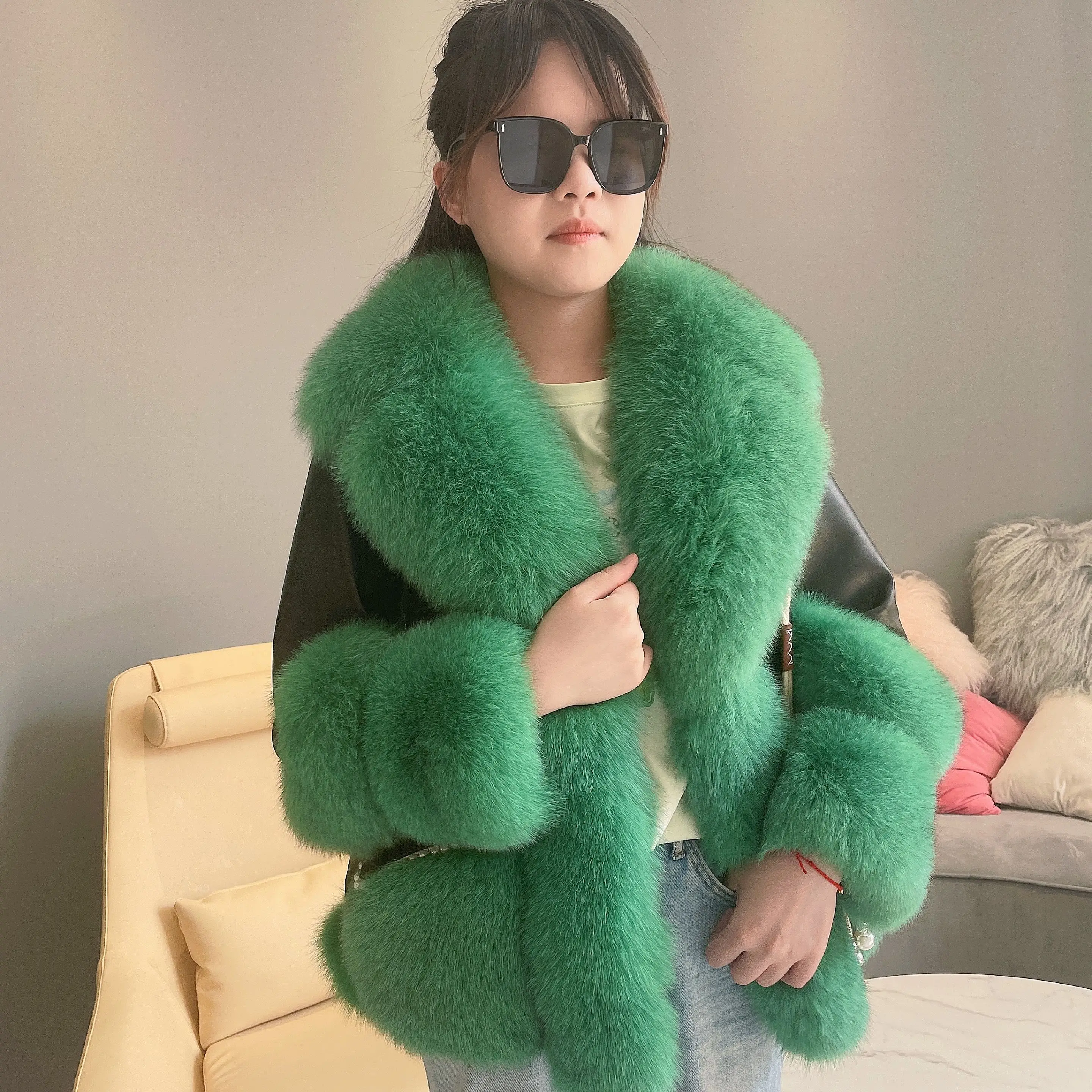 2023 Janefur Autumn Winter Short Fox Fur Jacket Fashion Warm Real Fur Coat