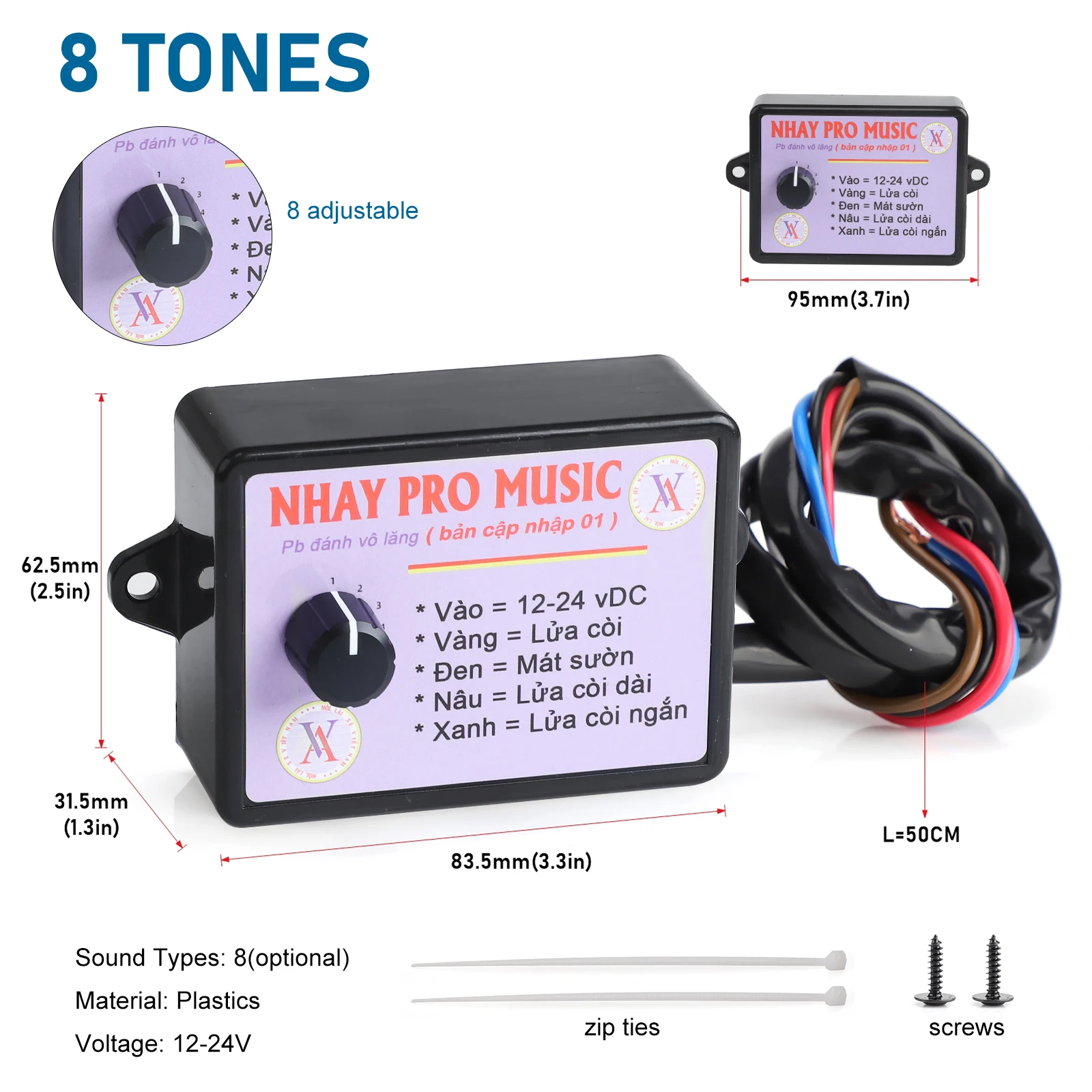 12V-24V 8 Sound and 12 Sound Musical Electronic Horn Controller 3+Pro Horn Speaker Sound Control Box Unit with Volume Switching