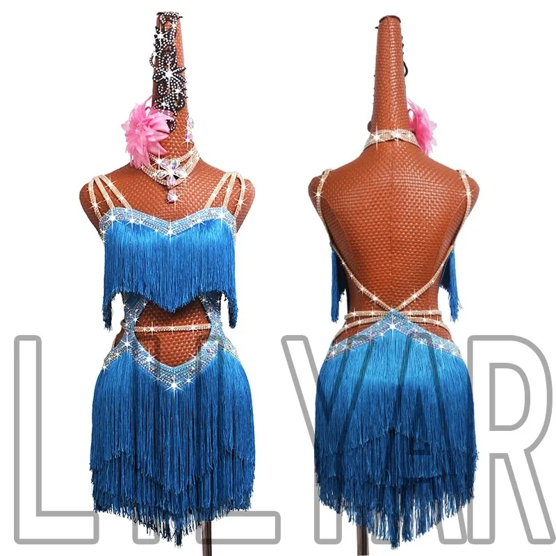 New Store Promotion, Sparkling Diamond Tassel Latin Dance Dress Competition, Custom Clothing for Children image 3