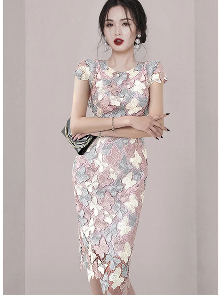 slim fit dress slacks Flower Striped Button-Front Dress main image 1