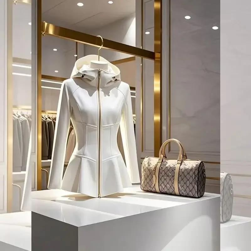 Korean Fashion New Hooded Short Tops Zipper Long Sleeve Pink Vintage Hoodie Coat Jackets for Women Sports 2025 Spring Autumn