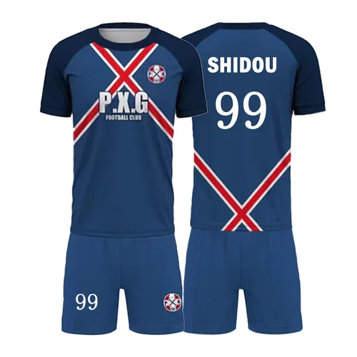 Imagen 2 del producto Anime Blue Lock P.X.G Football Jersey Suit 3D Shidou Print Cosplay Sports T-Shirts Shorts Set Fashion Men's Tracksuit Outfits