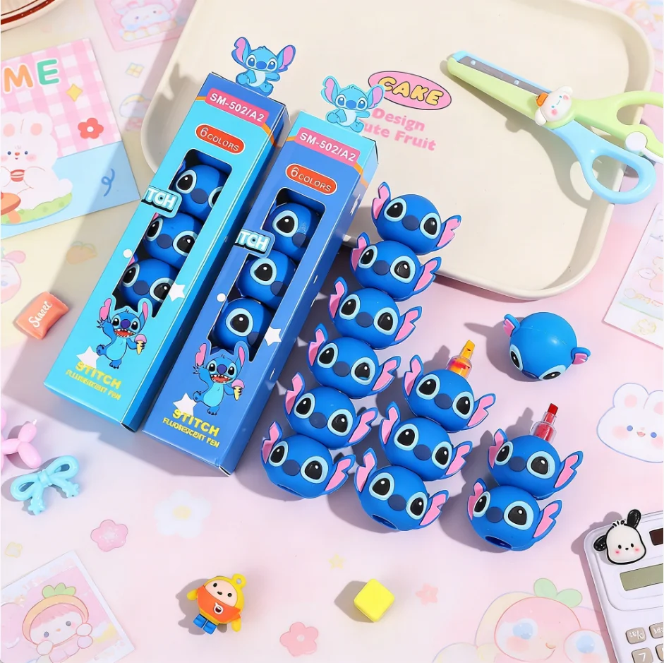 

Disney Stitch Anime Highlighter Mini 5-color Marker Set Kawaii Stitch Colorful Graffiti Pen Stationery Children Gifts